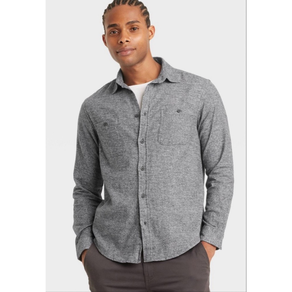 Men’s Goodfellow & Co Gray Midweight Button-Down Shirt – Size L – NWT